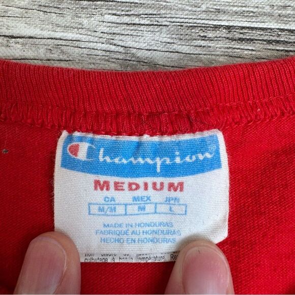 Lot of 2 Champion Men's Short Sleeve T Tee Shirts Blue Red M Med Medium Crewneck - Picture 9 of 15